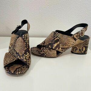 Via Spiga Snake-print block heel sandals